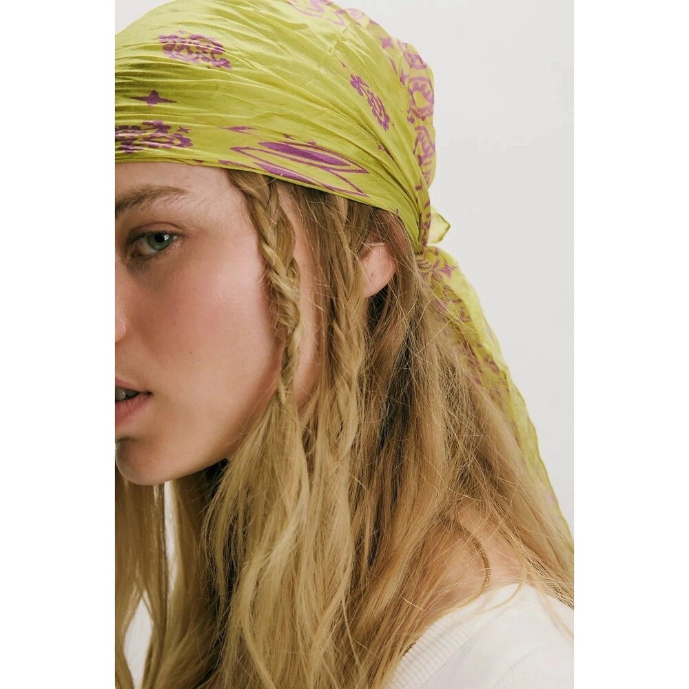 Free People So Silk Printed Bandana Scarf Tube Top Belt Paisley Wrap OS 291163